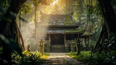 Lối mòn đất uốn lượn xuyên rừng tre trúc